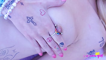 Pretty blonde model shows her amazing body