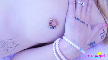 Pretty blonde model shows her amazing body