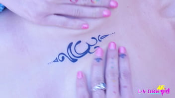 Pretty blonde model shows her amazing body