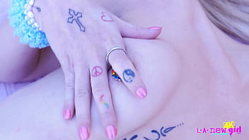 Pretty blonde model shows her amazing body