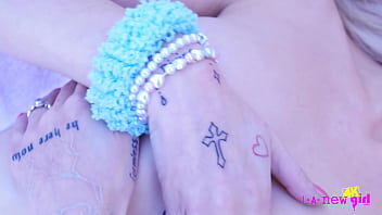 Pretty blonde model shows her amazing body