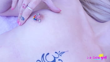 Pretty blonde model shows her amazing body