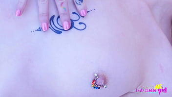 Pretty blonde model shows her amazing body