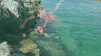 Blue water and a naked girl