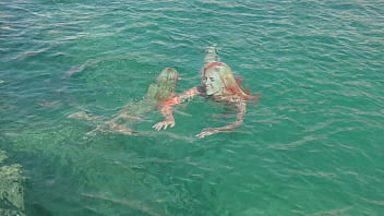 Blue water and a naked girl