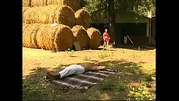 Cute young redhead ass fucked in the country by the farmer
