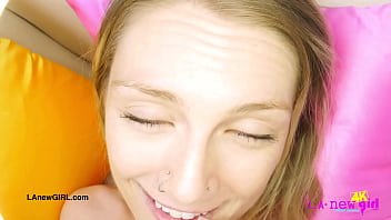 Glowing blonde model naked close up