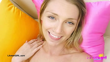 Glowing blonde model naked close up