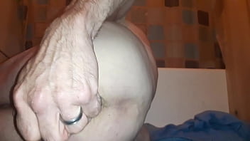 No lube dildo in ass