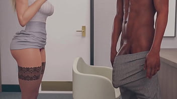 Cheating in the office 3d wife milf fucks boss while husband jerks off at home animation cartoon porn