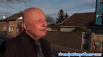 Doggystyled teen gets banged by pensioner