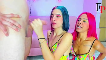 Latina teen with colorful hair very deep delicious blowjobs