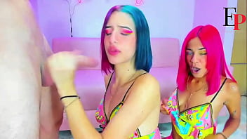 Latina teen with colorful hair very deep delicious blowjobs