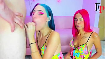 Latina teen with colorful hair very deep delicious blowjobs