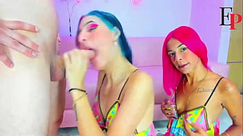Latina teen with colorful hair very deep delicious blowjobs