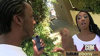 Huge cocks cover their black face in cum 13