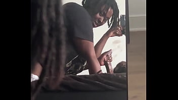 Beautiful bbw sucks deep long cock