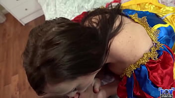 Role playing brunette shelby paris gets filled by miles long