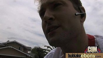 Ebony cum slut hottie bukkake party 6