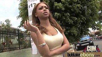 Ebony cum slut hottie bukkake party 6