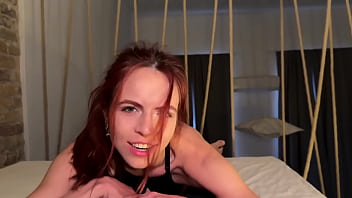 Slutty redhead takes a deepthroat blowjob and swallows my cum