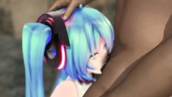 Cute girl miku deepthroat big penis mmd by poorfishrx