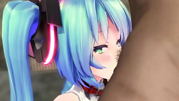 Cute girl miku deepthroat big penis mmd by poorfishrx