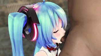 Cute girl miku deepthroat big penis mmd by poorfishrx
