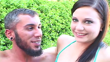 Floating pink petite babe gets fucked in the pool