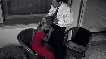 Lucy fucks a very rich man on the balcony of his expensive home