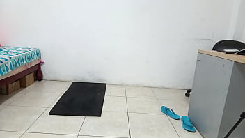 She ends up stripping while exercising smooth pussy