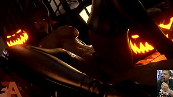 Fucking and cumming inside bald halloween cunt