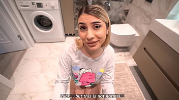 Step sister teaches step bro how to last longer in sex until cum inside