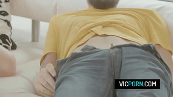 Perv stud takes out his big cock and fucks his hot girlfriend