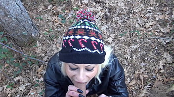 Pov it's cold but a man cums in my ass in the woods public anal sex 4k