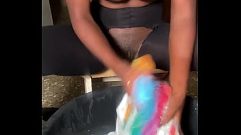 Nudist home laundry voyeur