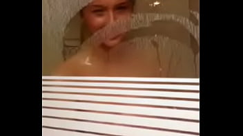 Big tits showering