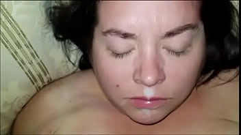 Sexy bbw plays in sold panties and plays with a mouthful of cum