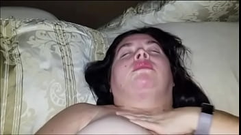 Sexy bbw plays in sold panties and plays with a mouthful of cum