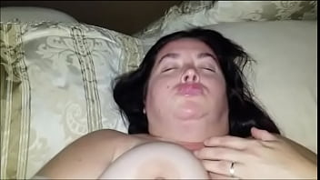 Sexy bbw plays in sold panties and plays with a mouthful of cum