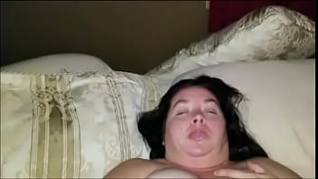 Sexy bbw plays in sold panties and plays with a mouthful of cum