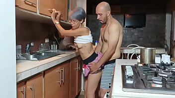 I took her from behind in the living room kitchen and she was moaning like crazy with her lingerie on