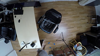 Skinny slut jerks off cock with her feet