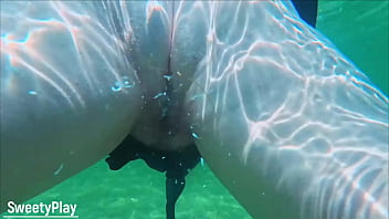 Stranger cum inside me on the beach creampie underwater