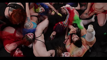 Insane all clown orgy strap on anal play rimming train spanking paddling