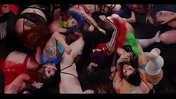 Insane all clown orgy strap on anal play rimming train spanking paddling