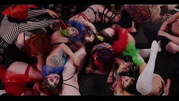 Insane all clown orgy strap on anal play rimming train spanking paddling