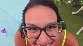Pool party slut wants creampie deep in her tight pussy