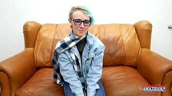 Blue haired hottie raven gets her pussy fingered and fucked to swallow cum