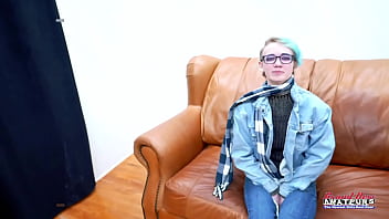 Blue haired hottie raven gets her pussy fingered and fucked to swallow cum